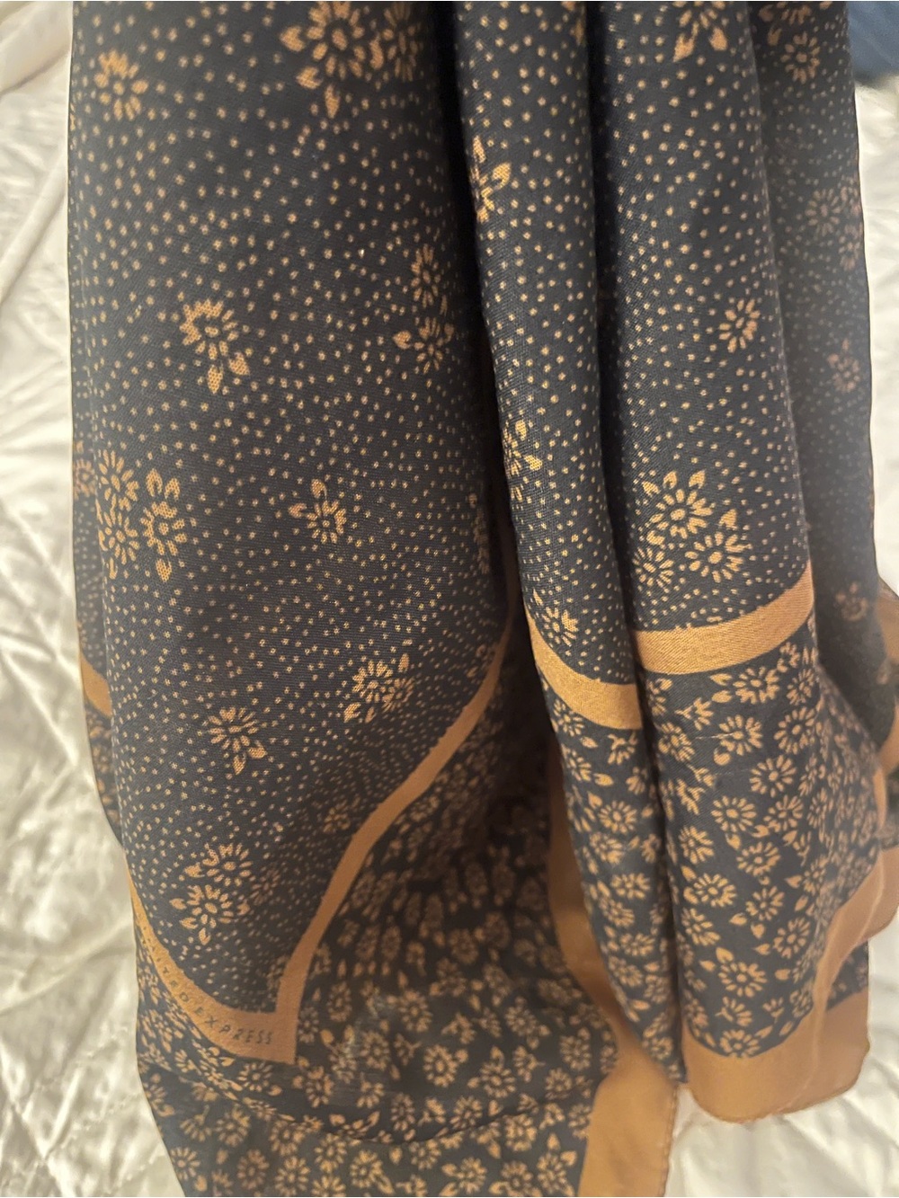 Limited Express Elegant Black and Tan Floral Scarf